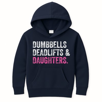 Dumbbells Deadlifts Daughters Funny Gym Workout Fathers Day Kids Hoodie