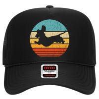 Dachshund dachshund dog silhouette retro gift for dog lovers High Crown Mesh Back Trucker Hat