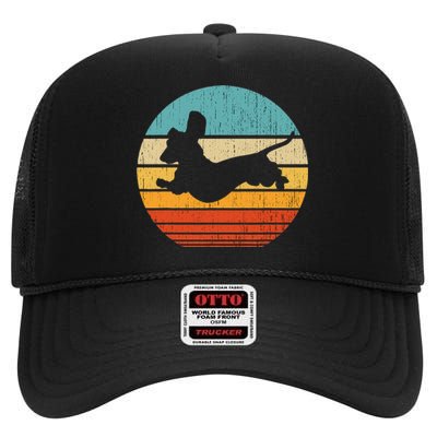 Dachshund dachshund dog silhouette retro gift for dog lovers High Crown Mesh Back Trucker Hat