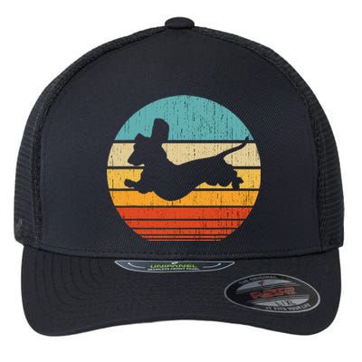 Dachshund dachshund dog silhouette retro gift for dog lovers Flexfit Unipanel Trucker Cap