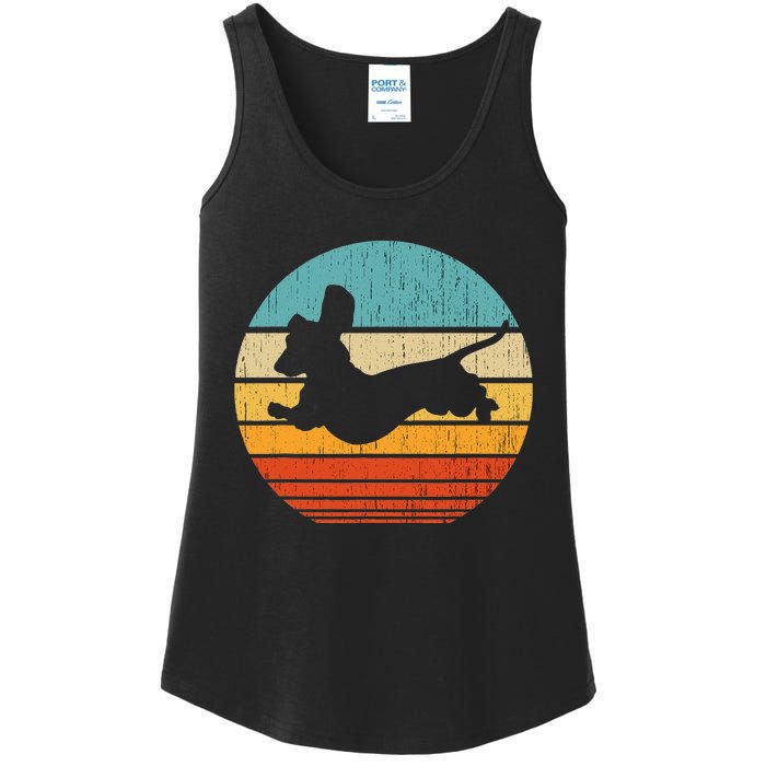 Dachshund dachshund dog silhouette retro gift for dog lovers Ladies Essential Tank