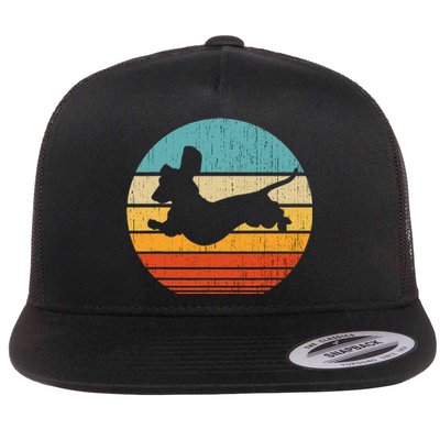 Dachshund dachshund dog silhouette retro gift for dog lovers Flat Bill Trucker Hat