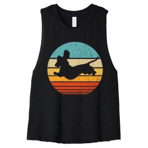 Dachshund dachshund dog silhouette retro gift for dog lovers Women's Racerback Cropped Tank