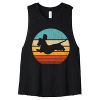 Dachshund dachshund dog silhouette retro gift for dog lovers Women's Racerback Cropped Tank