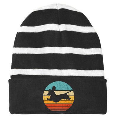 Dachshund dachshund dog silhouette retro gift for dog lovers Striped Beanie with Solid Band