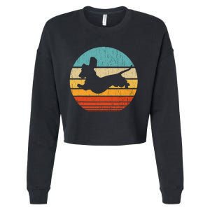 Dachshund dachshund dog silhouette retro gift for dog lovers Cropped Pullover Crew