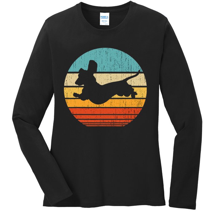 Dachshund dachshund dog silhouette retro gift for dog lovers Ladies Long Sleeve Shirt