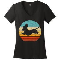 Dachshund dachshund dog silhouette retro gift for dog lovers Women's V-Neck T-Shirt