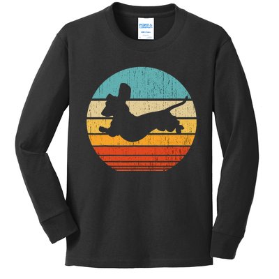 Dachshund dachshund dog silhouette retro gift for dog lovers Kids Long Sleeve Shirt