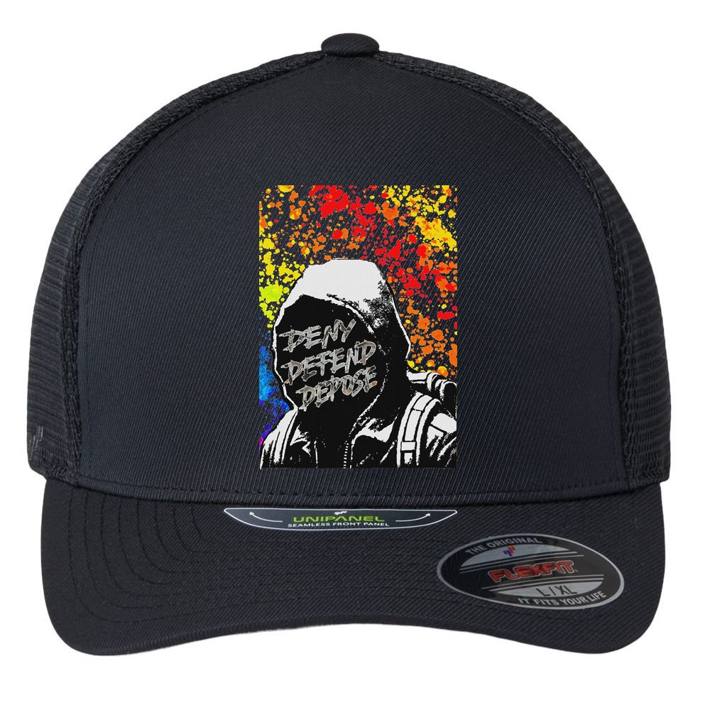 Delay Deny Defend Vintage Painting Flexfit Unipanel Trucker Cap
