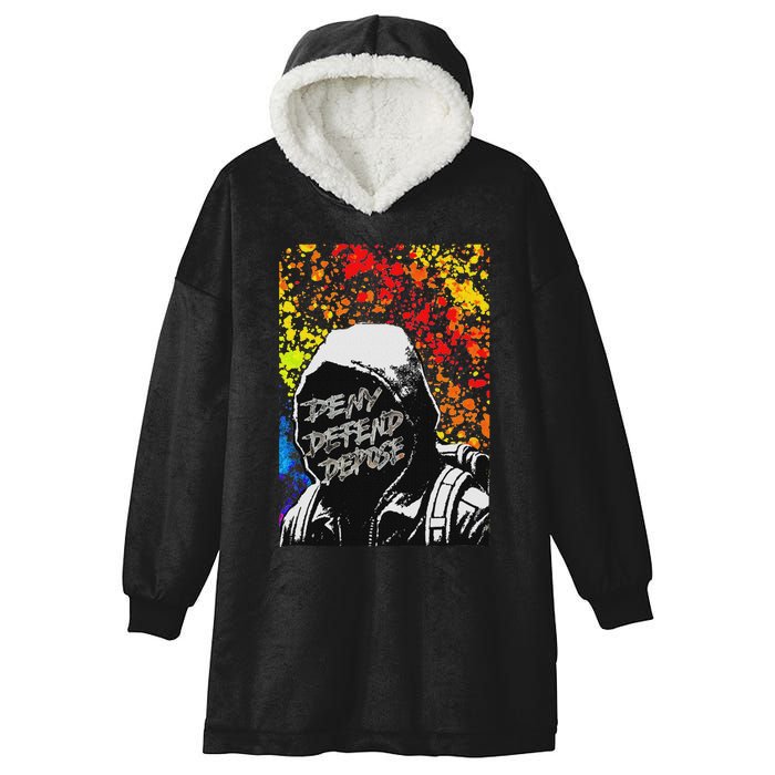 Delay Deny Defend Vintage Painting Hooded Wearable Blanket