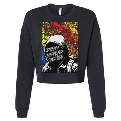 Delay Deny Defend Vintage Painting Cropped Pullover Crew