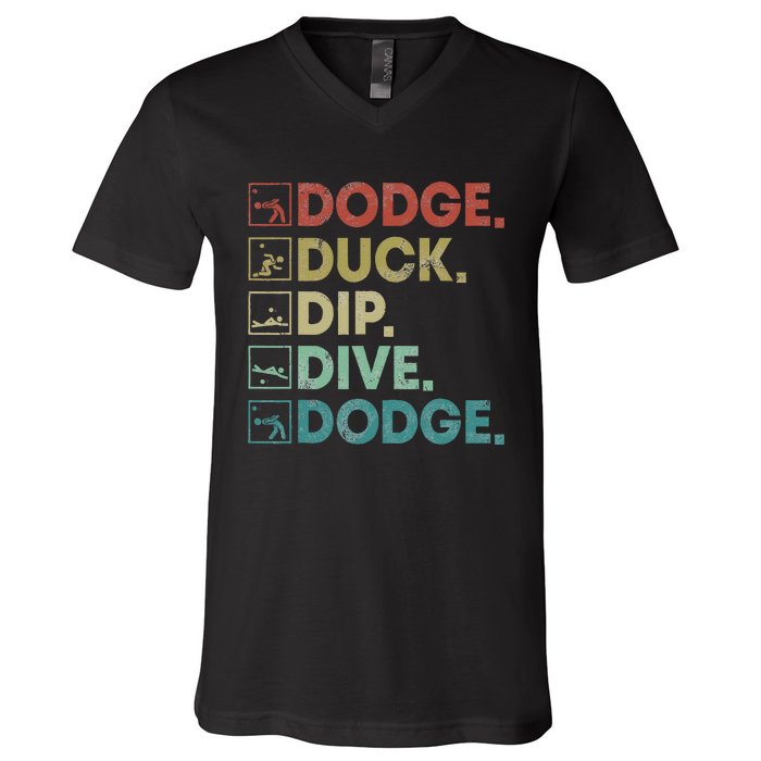 Dodge Duck Dip Dive Dodge Gaga Ball Kit Dodgeball Game V-Neck T-Shirt