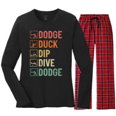 Dodge Duck Dip Dive Dodge Gaga Ball Kit Dodgeball Game Women's Long Sleeve Flannel Pajama Set 