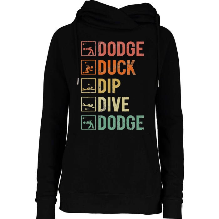 Dodge Duck Dip Dive Dodge Gaga Ball Kit Dodgeball Game Womens Funnel Neck Pullover Hood