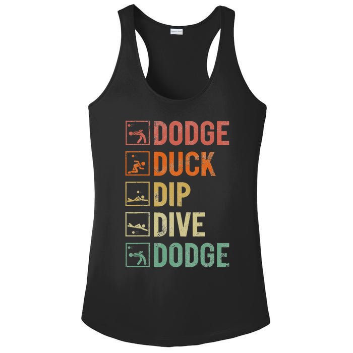 Dodge Duck Dip Dive Dodge Gaga Ball Kit Dodgeball Game Ladies PosiCharge Competitor Racerback Tank