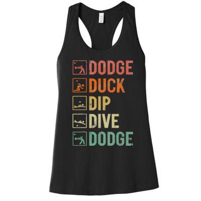 Dodge Duck Dip Dive Dodge Gaga Ball Kit Dodgeball Game Women's Racerback Tank