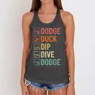 Dodge Duck Dip Dive Dodge Gaga Ball Kit Dodgeball Game Women's Knotted Racerback Tank