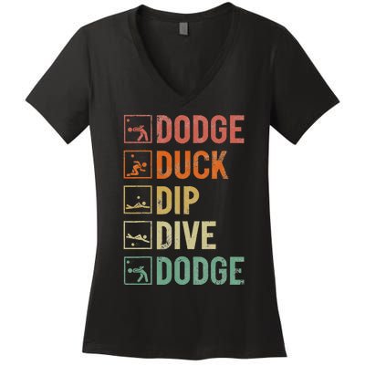 Dodge Duck Dip Dive Dodge Gaga Ball Kit Dodgeball Game Women's V-Neck T-Shirt