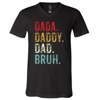 Dada Daddy Dad Bruh Retro Vintage Funny Fathers Day V-Neck T-Shirt