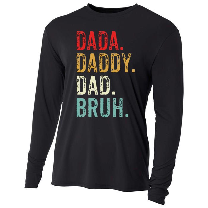 Dada Daddy Dad Bruh Retro Vintage Funny Fathers Day Cooling Performance Long Sleeve Crew