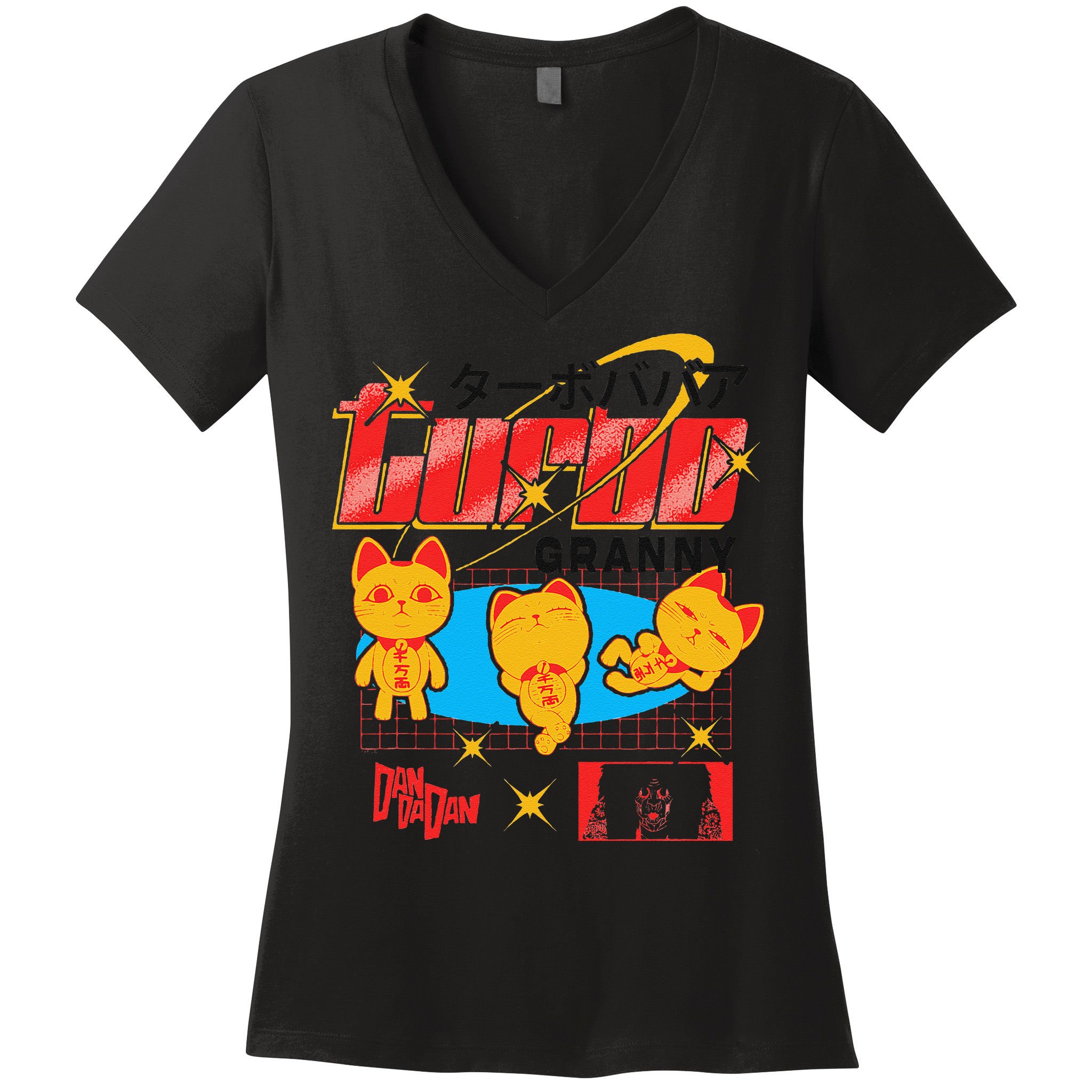 Dan Da Dan Turbo Granny Ghost Alien Anime Gift Women's V-Neck T-Shirt
