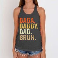 Dada Daddy Dad Bruh Humor Adult Fathers Day Vintage Father Women's Knotted Racerback Tank