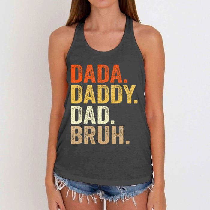 Dada Daddy Dad Bruh Humor Adult Fathers Day Vintage Father Women's Knotted Racerback Tank