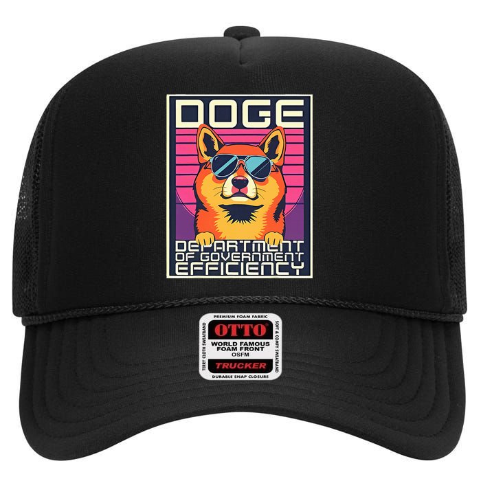 D.O.G.E Doge Department Of Government Efficiency High Crown Mesh Back Trucker Hat