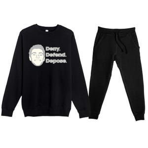 Deny Defend Depose — Free Luigi Mangione Premium Crewneck Sweatsuit Set