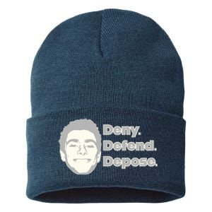 Deny Defend Depose — Free Luigi Mangione Sustainable Knit Beanie