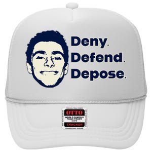 Deny Defend Depose — Free Luigi Mangione High Crown Mesh Back Trucker Hat