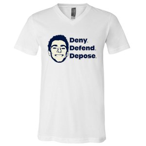 Deny Defend Depose — Free Luigi Mangione V-Neck T-Shirt