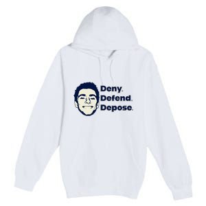 Deny Defend Depose — Free Luigi Mangione Premium Pullover Hoodie