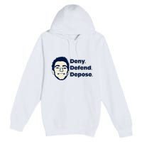 Deny Defend Depose — Free Luigi Mangione Premium Pullover Hoodie