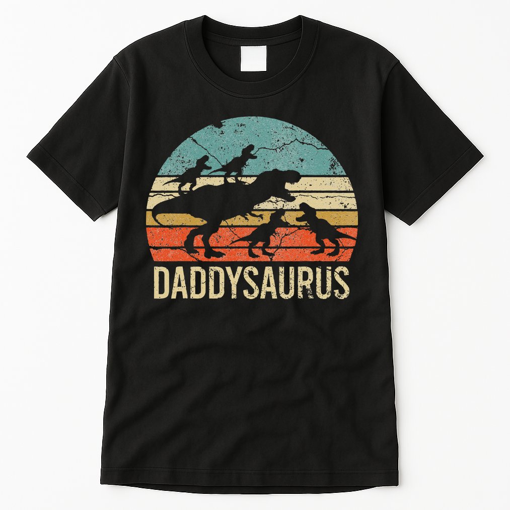 Daddy Dinosaur Daddysaurus 4 Four Gift For Father Day Tall T-Shirt