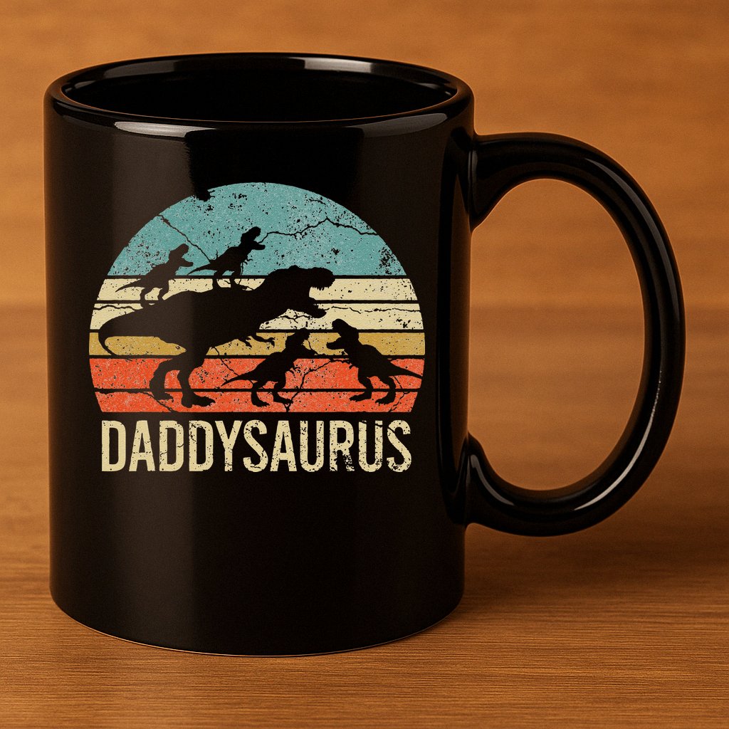 Daddy Dinosaur Daddysaurus 4 Four Gift For Father Day 11oz C Handle Ceramic Mug