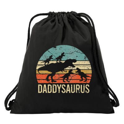 Daddy Dinosaur Daddysaurus 4 Four Gift For Father Day Drawstring Bag
