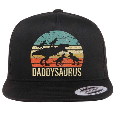 Daddy Dinosaur Daddysaurus 4 Four Gift For Father Day Flatbill Hat