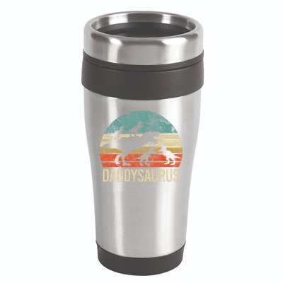 Daddy Dinosaur Daddysaurus 4 Four Gift For Father Day 16oz Travel Tumbler