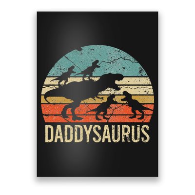 Daddy Dinosaur Daddysaurus 4 Four Gift For Father Day Poster