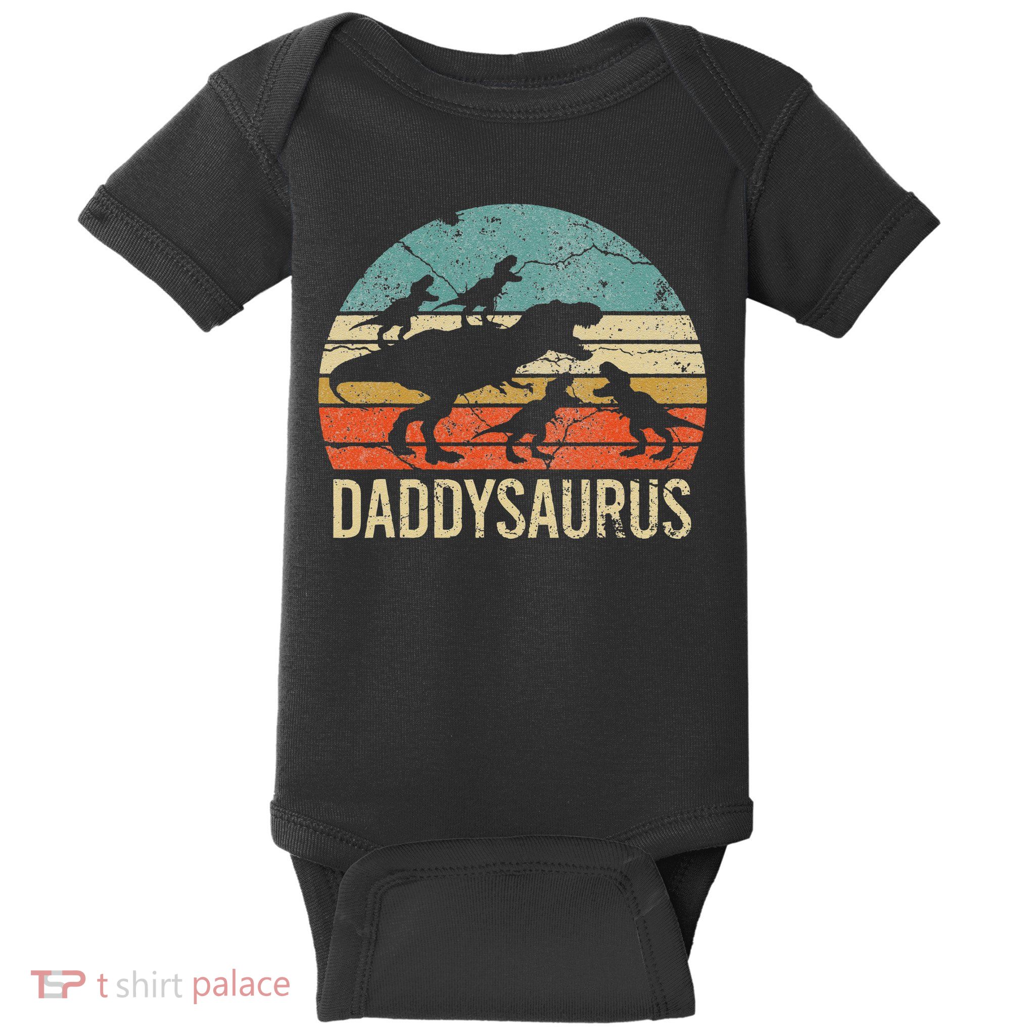 Daddy Dinosaur Daddysaurus 4 Four Gift For Father Day Baby Bodysuit