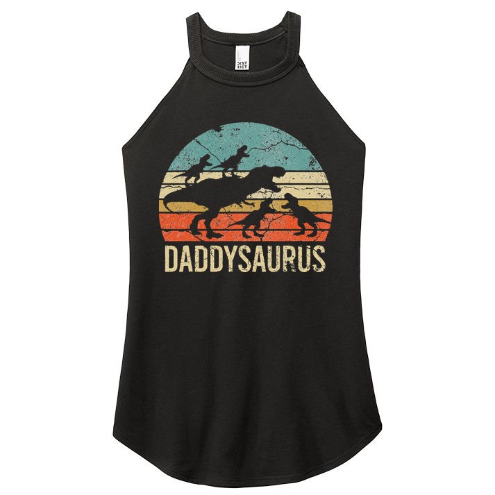 Daddy Dinosaur Daddysaurus 4 Four Gift For Father Day Women's Perfect Tri Rocker Tank
