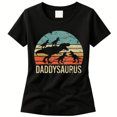 Daddy Dinosaur Daddysaurus 4 Four Gift For Father Day Womens T-Shirt