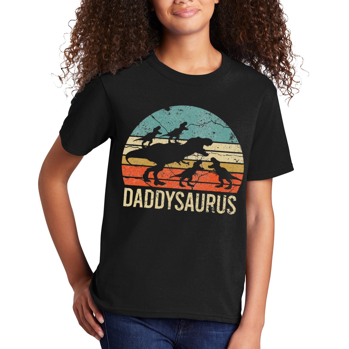 Daddy Dinosaur Daddysaurus 4 Four Gift For Father Day Kids T-Shirt