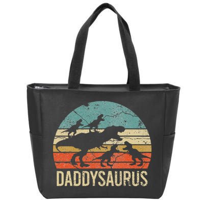 Daddy Dinosaur Daddysaurus 4 Four Gift For Father Day Zip Tote Bag