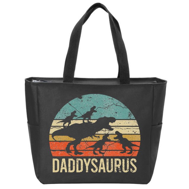 Daddy Dinosaur Daddysaurus 4 Four Gift For Father Day Zip Tote Bag