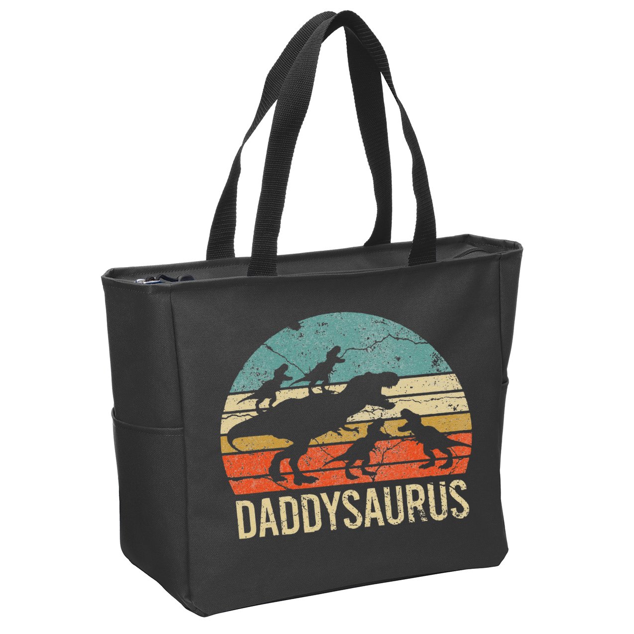 Daddy Dinosaur Daddysaurus 4 Four Gift For Father Day Zip Tote Bag