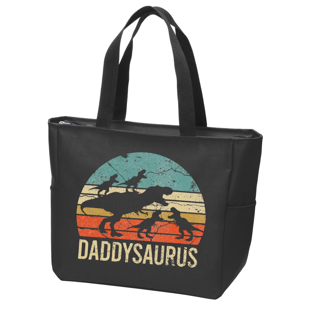 Daddy Dinosaur Daddysaurus 4 Four Gift For Father Day Zip Tote Bag
