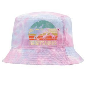 Daddy Dinosaur Daddysaurus 4 Four Gift For Father Day Tie-Dyed Bucket Hat